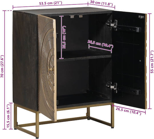 Sideboard from Wood & Metal Brass 53.5x30x70cm