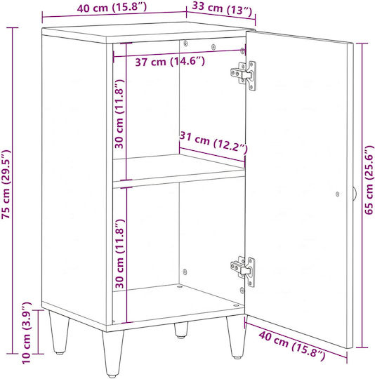 Μπουφές από Ξύλο & Μέταλλο Καφέ 40x33.5x75cm