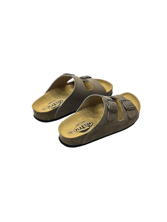 Leather Women's Flat Sandals Afelpado Lodo