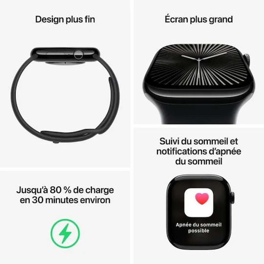 Apple Watch Series 10 Aluminium 42mm Waterproof with Heart Rate Monitor (Rose Gold with Plum Sport Loop)