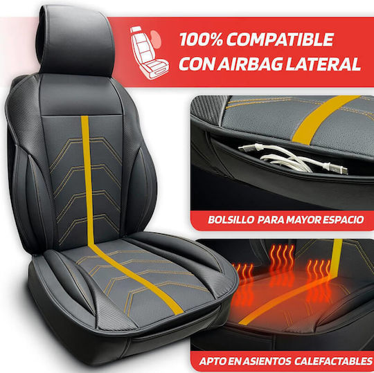 Swiss Drive Potenza Car Seat Single Seat Cover Fabric Leatherette Black Yellow Ptnzylw 1 Piece