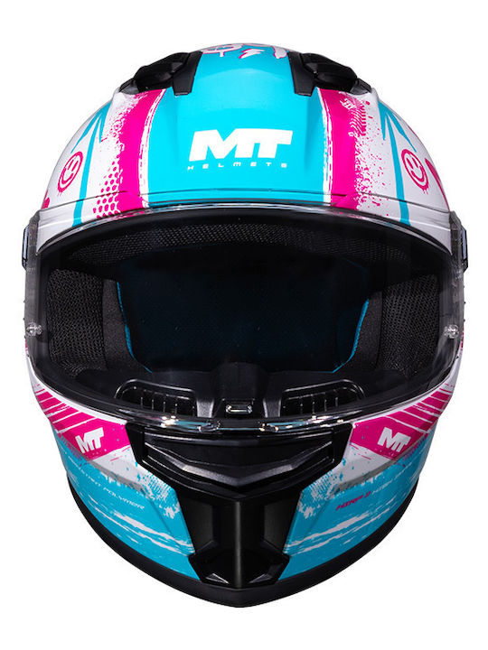 MT Stinger 2 Rocket A8 Weiß/Rosa Glanz Kinder Motorradhelm Vollgesicht ECE 22.06 Gewicht 1400gr