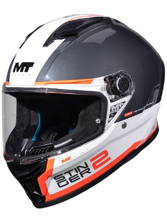 MT Stinger 2 Core A5 Core A5 Black/White/Red Gloss Κράνος Μηχανής Full Face ECE 22.06 1450gr