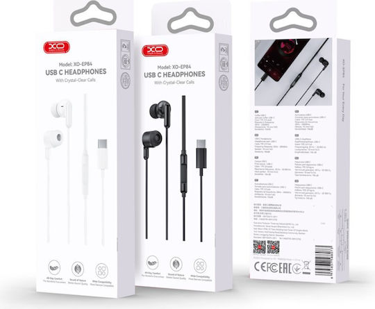 XO EP84 In-ear Handsfree Headphones with Connector USB-C Black