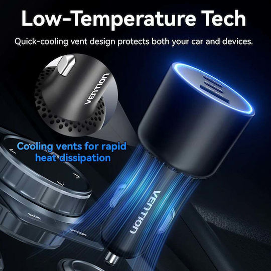 Vention Φορτιστής Αυτοκινήτου 165W με Θύρες: 1xUSB-A 2xType-C