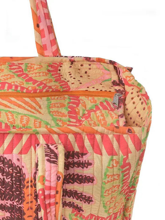 Fabric Shopping Bag Red Orange 37x33x18 100% Cotton