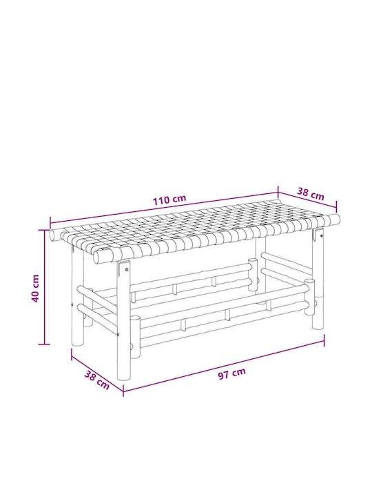 Παγκάκι Εξωτερικού Χώρου Μπαμπού 110x38x40cm
