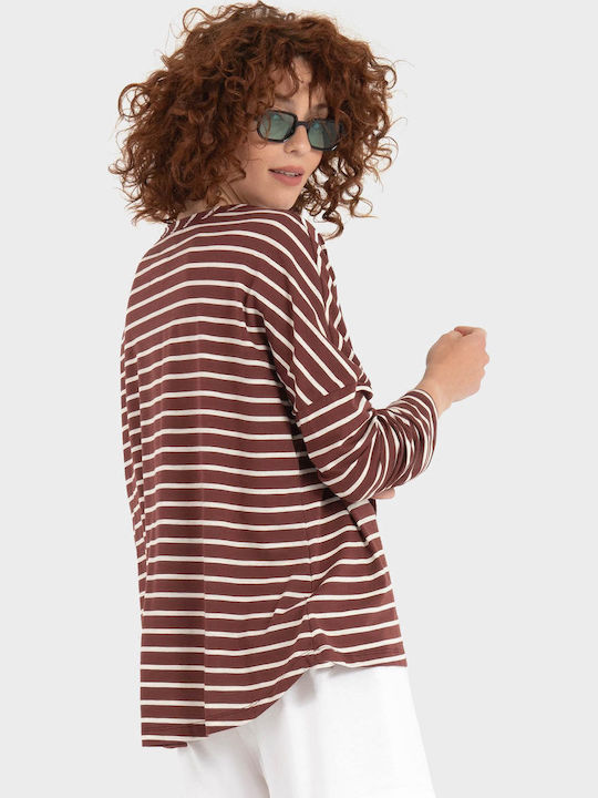 Bluza Damă Bumbac Mânecă Lungă Burgundy