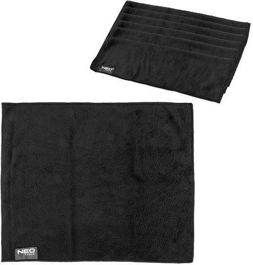 Neo Tools Car Microfiber Cloths for Polishing Drying and Cleaning of Car Body 220gsm Black 45x38cm 6 Pieces