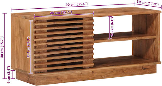 TV Stand Metal & Natural Wood L90xW30xH40cm