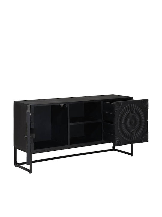 vidaXL TV-Ständer aus Metall & Holz Schwarz M105xP30xH54cm