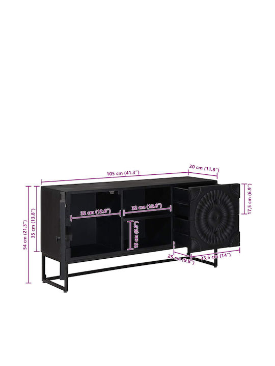 vidaXL TV-Ständer aus Metall & Holz Schwarz M105xP30xH54cm