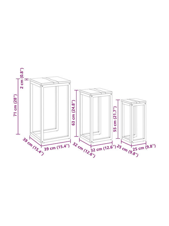 Masă Laterală Rectangulară Din Lemn Maro 3 Buc M39xL39xÎ71cm