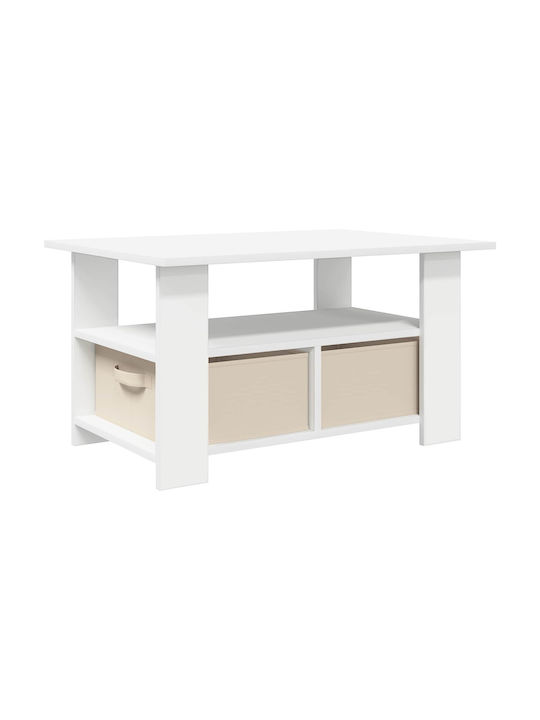 vidaXL Rechteckiger Beistelltisch Aus Holz Mit Schubladen Weiß M77xP55xH42cm