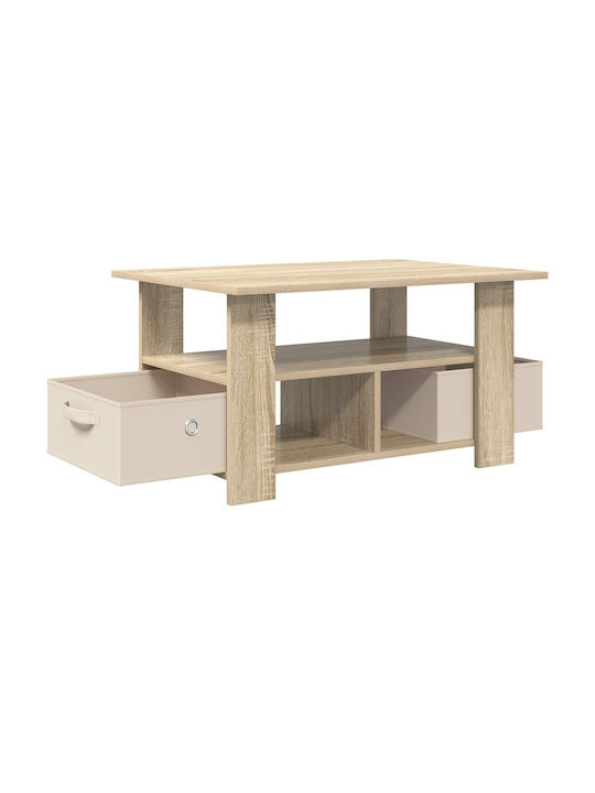 Rectangular Side Wooden Coffee Table with Drawers Oak Sonoma W77xL55xH42cm