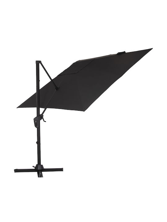 Professional Aluminum Floor Parasol Javante Gray with Base 2.7x2.7m