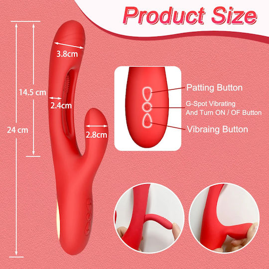 Smd Duopleaser Dual Motor Rabbit Vibrator 7 Vibration & 7 Pulsation Modes Medical-grade Silicone 24 Cm Red