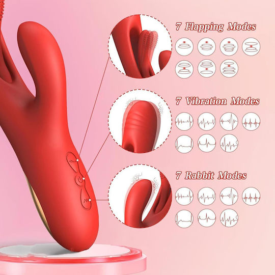 Smd Duopleaser Dual Motor Rabbit Vibrator 7 Vibration & 7 Pulsation Modes Medical-grade Silicone 24 Cm Red