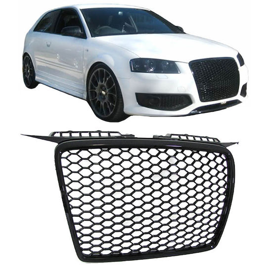 Carro Μάσκα Audi A3 8p 05-08 Rs3 Look Κυψελωτή Γυαλιστερό Μαύρο 1 Τεμάχιο Ap10-9516-ba
