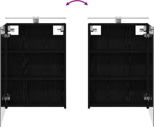 vidaXL Ορθογώνιος Καθρέπτης Μπάνιου Led με Ράφι & Ντουλάπι 130x14.5cm Λευκός