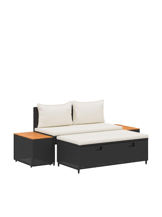 Garten- und Outdoor-Möbelsets 4 Stück Schwarz mit Kissen