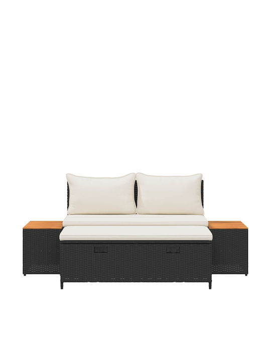 Garten- und Outdoor-Möbelsets 4 Stück Schwarz mit Kissen