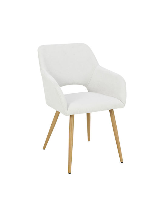 Tiyana Dining Armchair With Fabric Upholstery Ecru 60.5x55x83cm