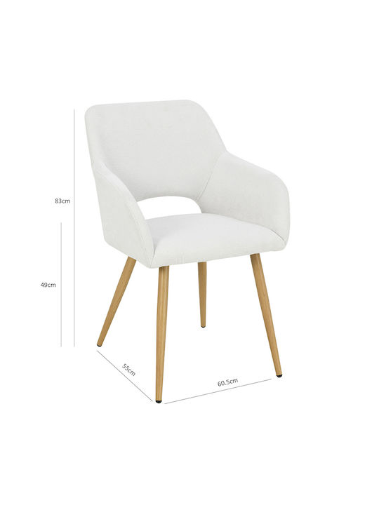 Tiyana Dining Armchair With Fabric Upholstery Ecru 60.5x55x83cm