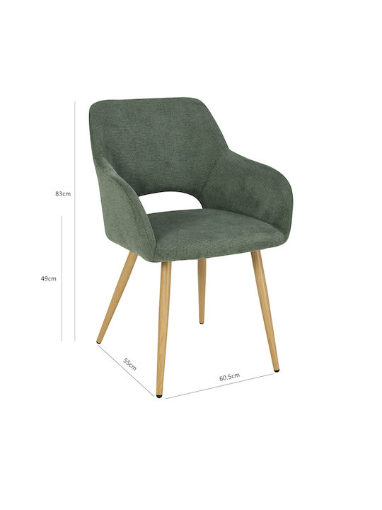 Tiyana Dining Armchair With Fabric Upholstery Green 60.5x55x83cm