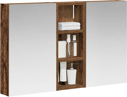 vidaXL Badezimmerspiegel Led mit Regal & Schrank 80x10.5cm Braune