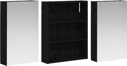 vidaXL Badezimmerspiegel Led mit Regal & Schrank 100x10,5cm Schwarzer
