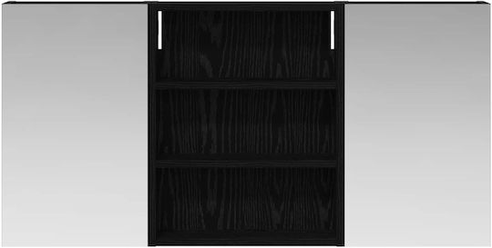 vidaXL Badezimmerspiegel Led mit Regal & Schrank 100x10,5cm Schwarzer
