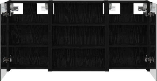 vidaXL Badezimmerspiegel Led mit Regal & Schrank 100x10,5cm Schwarzer