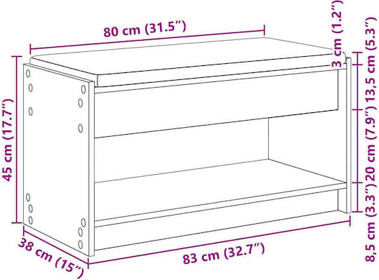 Έπιπλο Εισόδου με Παγκάκι Καφέ 83x38x45εκ.