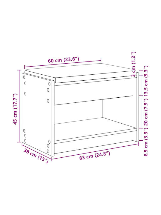 Hallway Furniture with Bench Old Wood 63x38x45 cm