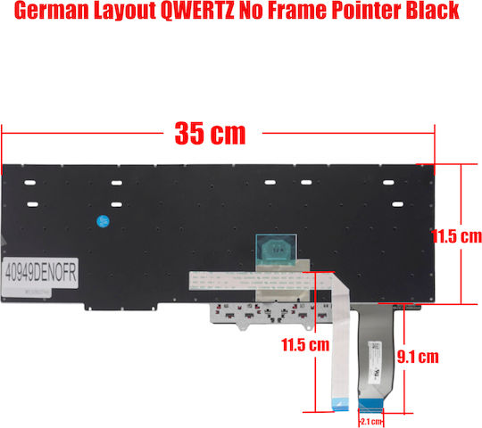 German Laptop Keyboard Lenovo Thinkpad E15 20rd 20re Gen 1 E15 Gen 2 20t8 20t9 5m10w64513 01xy010 Sn20u63990 987abzv De Without Frame With Pointer Black Κωδ.40949denofr