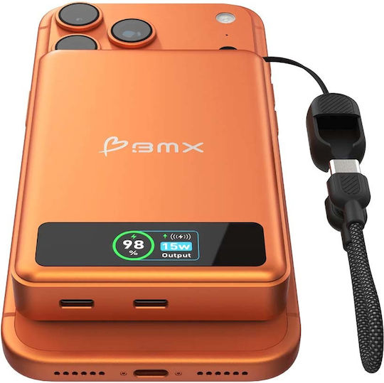 BMX SolidSafe MagSafe Qi2 Baterie Externă 10000mAh 15W Cu Port USB-C Power Delivery Portocalie