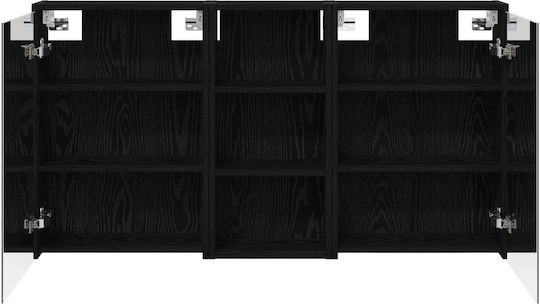 vidaXL Badezimmerspiegel Led mit Regal & Schrank 116x16cm Schwarzer