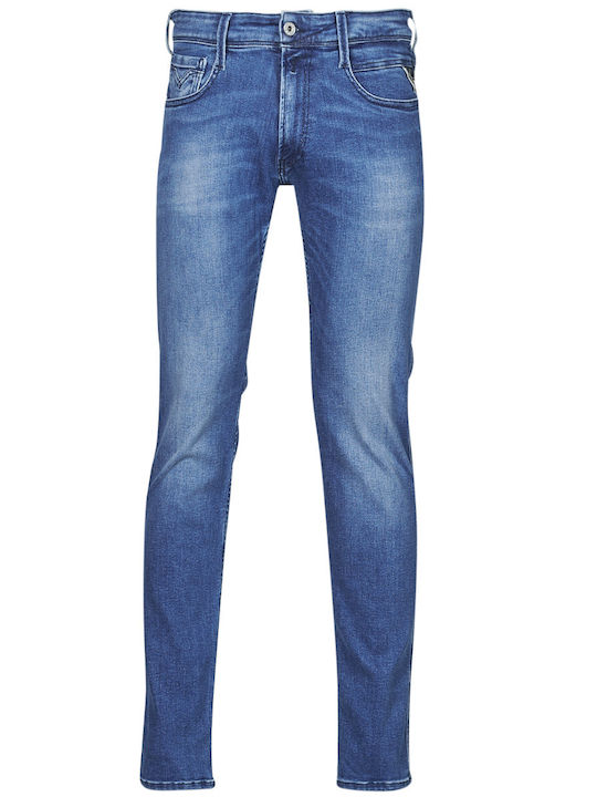 Anbass Men's Elastic Jeans Pants with Skinny Fit Blue