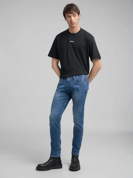 Anbass Men's Elastic Jeans Pants with Skinny Fit Blue