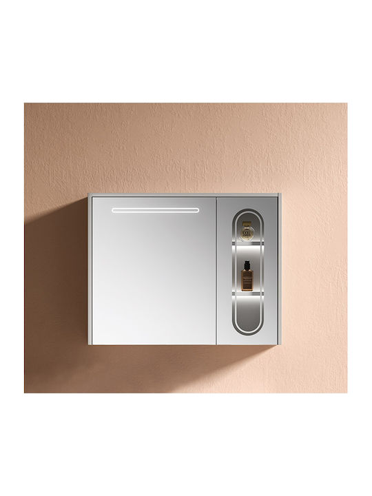 Martin Oglindă de Baie cu Lumini LED din Plywood 76x66cm Gri