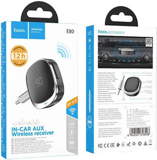 Adapter Aux Bluetooth Jack 3,5 Mm Hoco Display E80 Black