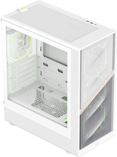GameMax AERIS 330 MW Gaming Mini Tower Computer Case with Side Window and RGB Lighting White