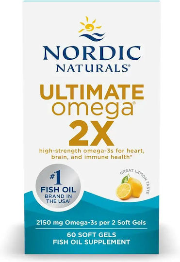 Nordic Naturals Ultimate Omega 2x Рибено Масло 2150mg 2.5g 60 Капсули Natural