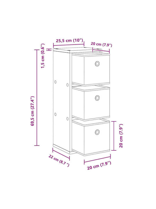 Gray Sonoma Floor Cabinet 25.5x22x69.5cm
