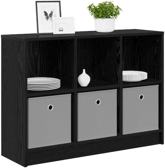 Living Room Display Cabinet Made of Black Particle Board Oak 88.5x27.5x63.5cm