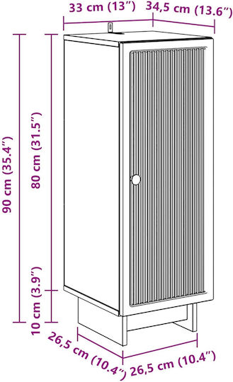 Wohnzimmerschrank aus Spanplatte Schwarz 33x34,5x90 cm