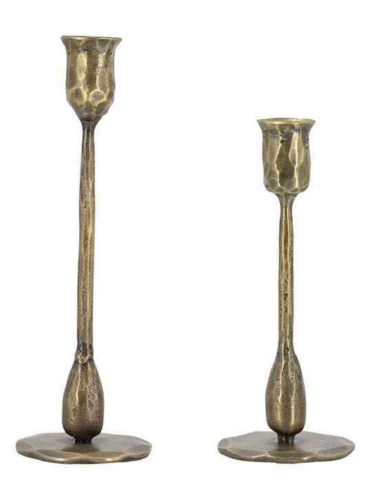 Artekko Set Kerzenhalter Metall in Gold Farbe 2 Stück