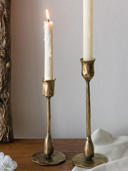 Artekko Set Kerzenhalter Metall in Gold Farbe 2 Stück