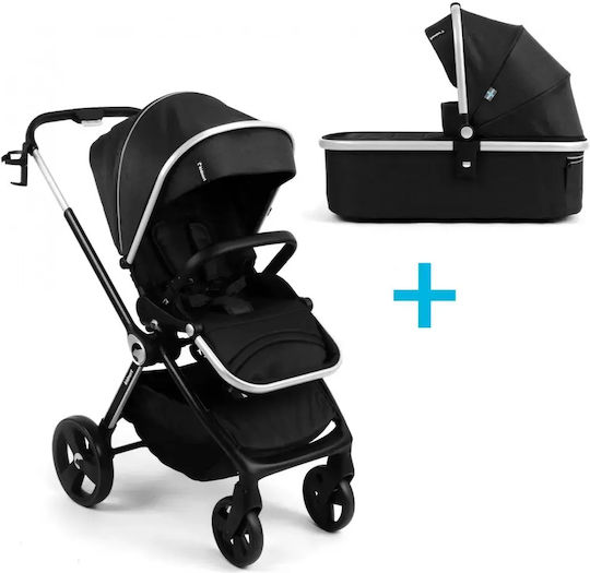 Kidnort Cărucior 2 în 1 Reglabil Potrivit pentru Nou-Născut Negru 10,2kg